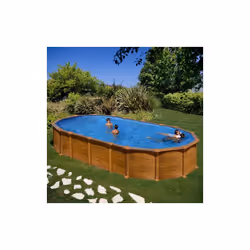Piscina fuori terra GRE Amazonia 730x375x132 cm Piscina fuori terra ovale in acciaio stampa effetto legno Le piscine fuori te ...