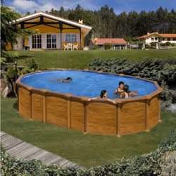 Piscina fuori terra Gre Amazonia 610x375x132 cm Pareti in acciaio con stampa effetto legno Le piscine fuori terra rigide con  ...