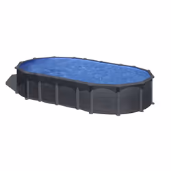 Gre Piscina Ovale Con Decorazione Grafite 730x375xh132 cm, 28217 L, Piscina con bordi, Adulti e bambini, Scala, Nero