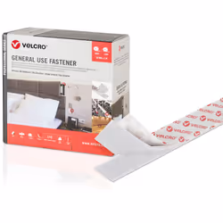 Nastro di fissaggio con gancio e anello, bianco, larghezza 50 mm, lunghezza 5 m, per uso generale.