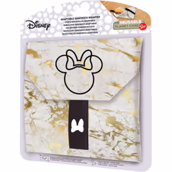 DISNEY Porta merenda bambine Disney Minnie, senza BPA, riutilizzabile, lavabile in lavatrice, trasformabile in tovaglia con c ...