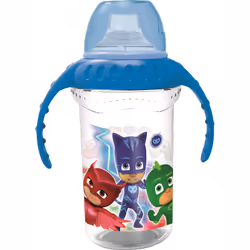 Carrefour Bicchiere da viaggio PJmasks super pigiamini con manici e beccuccio in silicone 330 ml, Bicchiere con tettarella, 1 ...