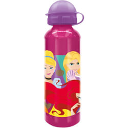 Borraccia Bambine Disney Princess in alluminio da 530 ml, senza bpa, con tappo di sicurezza e beccuccio, lavabile e riutilizzabile