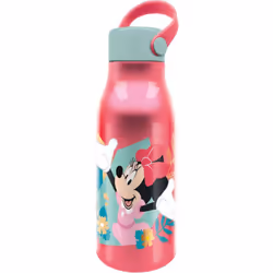 DISNEY Borraccia Originale Disney Minnie in alluminio per bambini da 760 ml con cappuccio con manico in silicone e coperchio ...