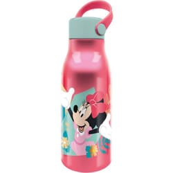 Disney - Borraccia Originale Minnie in alluminio per bambini da 760 ml con cappuccio con manico in silicone e coperchio con gancio.