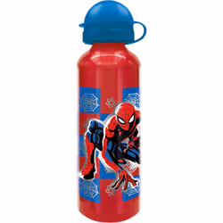 MARVEL Borraccia Originale Marvel Spiderman in alluminio per bambini da 530ML con beccuccio e tappo che garantiscono la massi ...