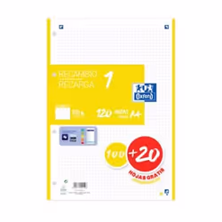 Oxford 400158160, 210 x 297 mm (A4), Carta quadrettata, 120 fogli