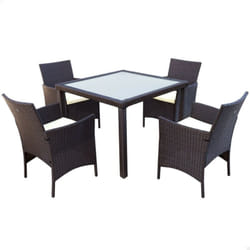 AKTIVE 61073 - Set di tavolo e sedie da giardino in rattan, Tavolo e sedie da terrazza con 4 sedie da giardino e 1 tavolo da esterno 100x75cm, Mobili