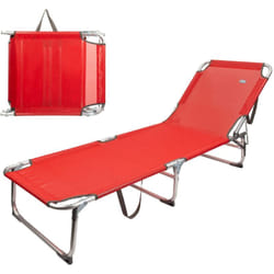 Aktive 62648 Lettino Prendisole, Alluminio, Rosso