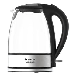 Taurus AROA GLASS bollitore elettrico 1,7 L 2200 W Trasparente, Acciaio inox, Nero