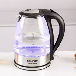 Taurus AROA GLASS bollitore elettrico 1,7 L 2200 W Trasparente, Acciaio inox, Nero - Vista aggiuntiva 4