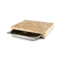 tagliere in legno 41,5 x 34 cm + vassoio in acciaio inox - 60592 - lacor