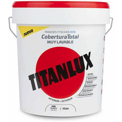Titan - Vernice plastica opaca lavabile per interni ed esterni a copertura totale white 15l lux 06t100015