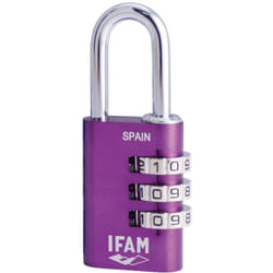 IFAM - Lucchetto a Combinazione Col Combi, 20 mm, Colore Viola, Massima Sicurezza, Ideale per Valigie e Armadietti della Palestra o della Scuola, con