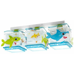 Dalber - Plafoniera Per Bambini a 3 Luci Little Shark - Blu