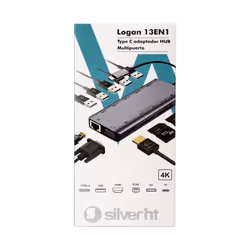 SilverHT 17126 replicatore di porte e docking station per laptop USB 3.2 Gen 1 (3.1 Gen 1) Type-C Nero