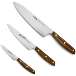 Arcos - Serie Nordika - Set 3 Coltelli Cucina (Spelucchino + Coltello Cucina + Coltello Chef) - Acciaio Inossidabile nitrum - Manico in legno