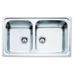 Teka 10119021, Lavello ad incasso, Semicerchio, Acciaio inox, Acciaio inox, 2 ciotole, Rettangolare