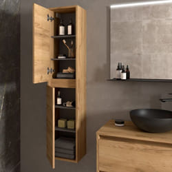 Salgar - Colonna pensile bagno rovere africa due ante 30x24x140 Jorge