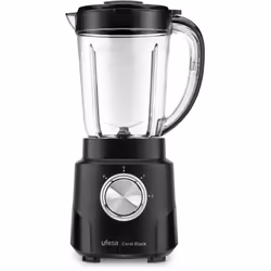 Frullatore da Tavolo Ufesa Coral Black, 600W di potenza, brocca in vetro da 1,5L, 4 lame estraibili in acciaio inox, 2 veloci ...