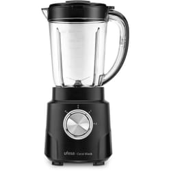 Ufesa - Frullatore da Tavolo Coral Black, 600W di potenza, brocca in vetro da 1,5L, 4 lame estraibili in acciaio inox, 2 velocità + turbo.