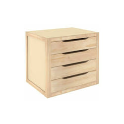 Astigarraga - Cassettiera in legno Massello Naturale Verniciabile con 4 Cassetti 39X30X37.5h