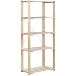 Scaffale 'nova' con 5 piani regolabili in legno di pino, 76,5x38,5x174,5 cm