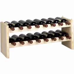 Cantinetta portabottiglie modulare in legno di pino chiaro con 16 posti bottiglia. Perfetta per conservare vino, liquori, cha ...