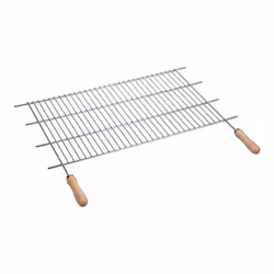 Griglia per barbecue accorciabile in acciaio zincato con manici in legno, lunga 102 cm e profonda 40 cm, ideale per barbecue. ...
