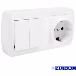 Base bipolare schuko t/tl, doppio interruttore e con tapparelle 148x72x42mm Normale 10ax 250v. Interni per canali 10x12mm, 10 ...
