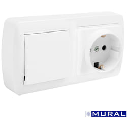 Doppia base bipolaret/tl + interruttore e con otturatore 148x72x42mm s.mural solera wall63u