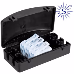 Scatola di collegamento per apparecchi ip20 - serie nera. Corrente massima: 16A - Tensione fino a 450VAC - t100. Adatto con c ...