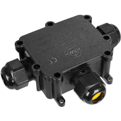 Scatola di connessione a 3 fili per armature illuminanti da esterno IP68 serie nera.dimensioni 9,3x7,3x3,8 cm.(retratto) Solera