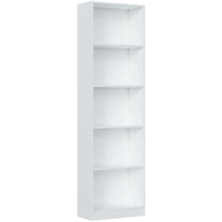 Libreria, Mobile portalibri alta a 5 ripiani, Scaffale da ufficio o cameretta, Scaffale moderno con scomparti, cm 52x25h80, Bianco