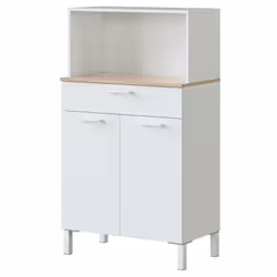 Credenza perfetta con 2 ante, 1 cassetto e un foro per il microonde. È realizzato in melamina di alta qualità in artik bianco ...