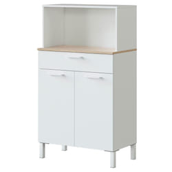 Armadio multiuso, Credenza da cucina a 2 ante, Mobile ausiliario multiuso, Armadio moderno, cm 72x4h126, Bianco e Rovere