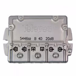 Derivatore EasyF 4D 5...2400MHz 20dB Derivatore da 4 derivazioni con sistema di connessione EasyF, per segnali SMATV, con un  ...