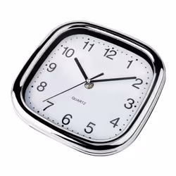 Küken 33677 orologio da parete e da tavolo Orologio al quarzo Rettangolo Argento, Bianco