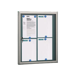 Arregui - PAN72 Bacheca Magnetica con Anta Battente per Interni in Alluminio, con serratura e chiave, 69 x 55 x 5 cm, contiene 4 fogli A4 Argento