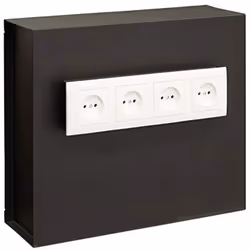 Cassaforte a muro ""Arregui Socket"". La parte anteriore ha una piastra decorativa per prese, che funge da camuffamento per l ...