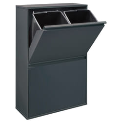 Basic Pattumiera per raccolta differenziata, 4 secchi, mobile d'acciao per differenziata, 4 x 17 l (68 l) Grigio scuro Antracite CR604-B - Arregui