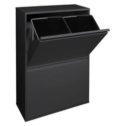 Basic Pattumiera per raccolta differenziata, 4 secchi, mobile d'acciao per differenziata, 4 x 17 l (68 l) Nero CR606-B - Arregui