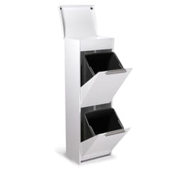 Ecoclas Plus Pattumiera per raccolta differenziata con ripiano superiore multiuso, mobile d'acciaio per differenziata, bianco 2 secchi 2 x 17 l (34