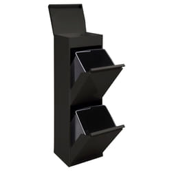 Top Pattumiera per raccolta differenziata con ripiano superiore multiuso, 2 secchi, mobile d'acciaio per differenziata, 2 x 17 l (34 l) Nero CR226-B