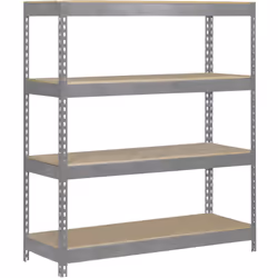 Scaffale metallico senza viti con vassoio in legno color galva/legno con 4 ripiani. Ha una capacità di carico per scaffale di ...