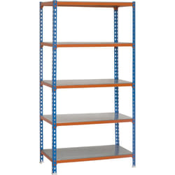 Scaffale in metallo Simon Rack senza viti colore blu/arancio/galvanizzato 5 ripiani 2000x1200x500 mm Made in Spain
