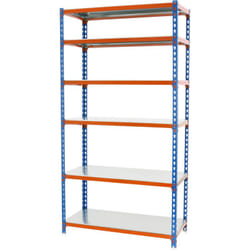 Scaffale in metallo Simon Rack senza viti colore blu/arancio/galvanizzato 6 ripiani 2500x1200x500 mm Made in Spain