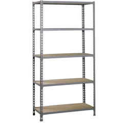 Scaffale in metallo Simon Rack senza viti colore grigio/legno 5 ripiani 2000x1200x500 mm Made in Spain