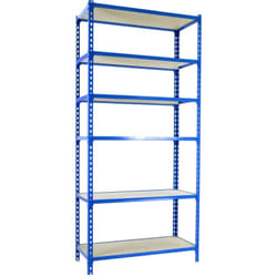 Scaffale in metallo Simon Rack senza viti colore blu/legno 6 ripiani 2500x1200x500 mm Made in Spain