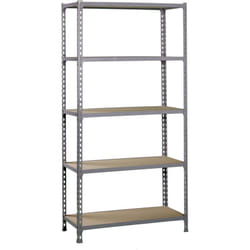 Scaffale in metallo Simon Rack senza viti colore grigio/legno 5 ripiani 2000x1100x300 mm Made in Spain